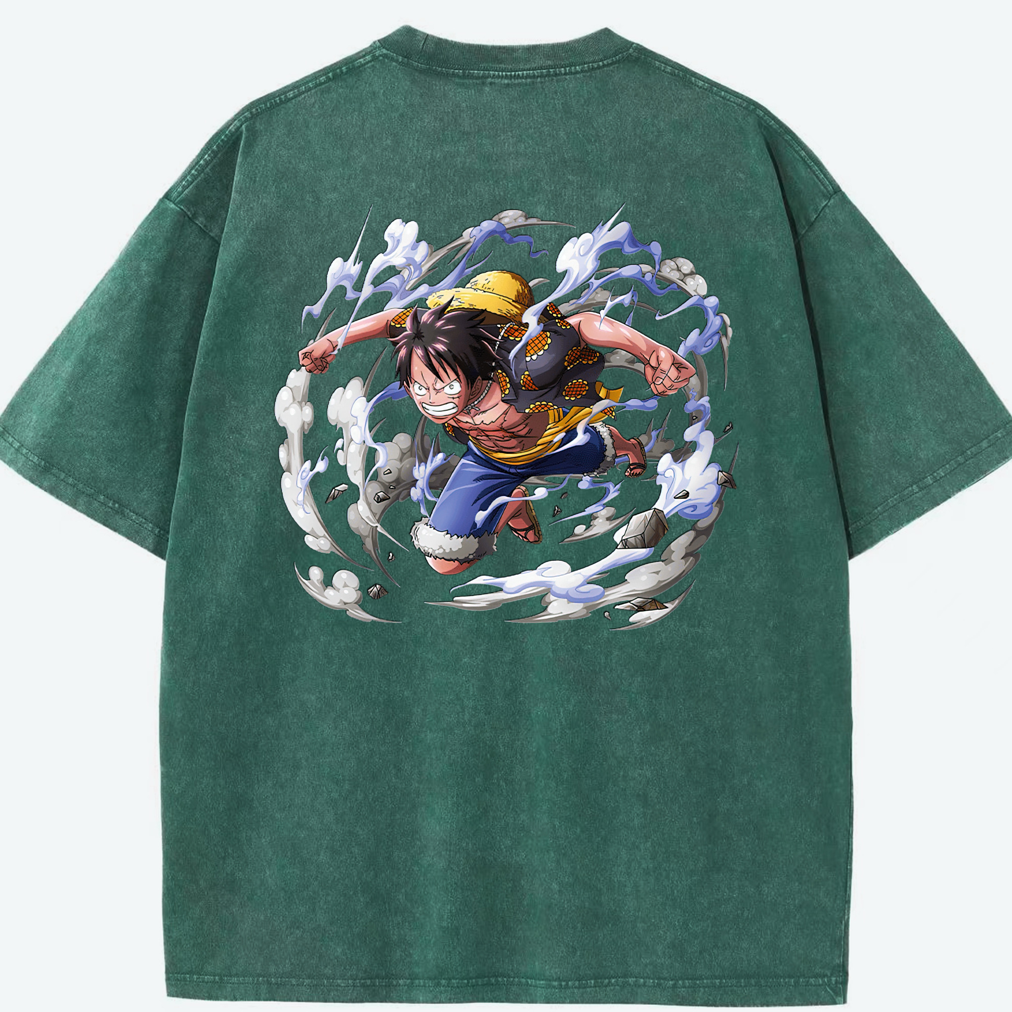 ワンピース モンキー・D・ルフィ ONE PIECE Monkey D. Luffy 綿100% ヴィンテージ風 半袖Tシャツ（背面プリント）